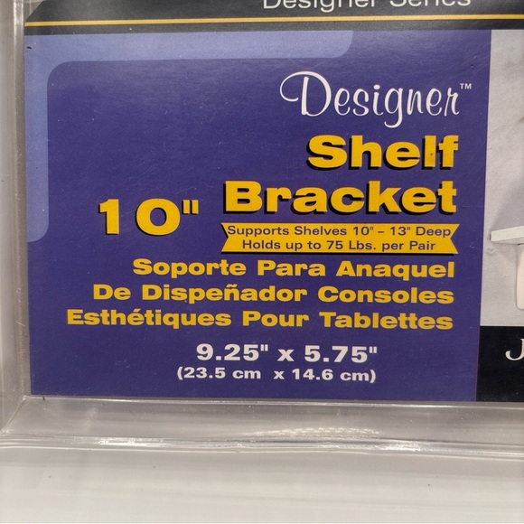 John Sterling 10” Shelf Brackets White Designer Series for 10-13” Shelves 75 lbs - Picture 2 of 14